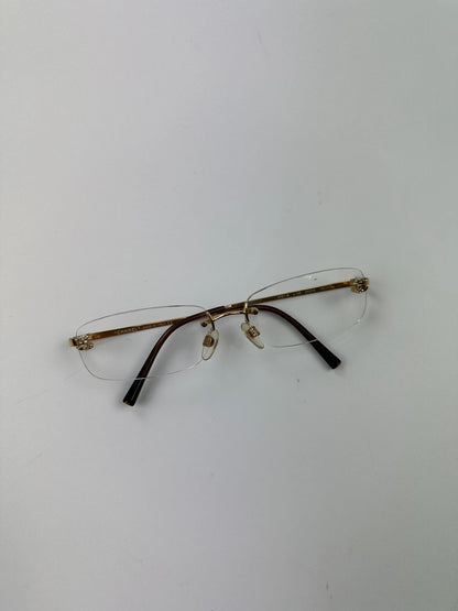 Chanel White Argent Gold Sunglasses Rimless Strass