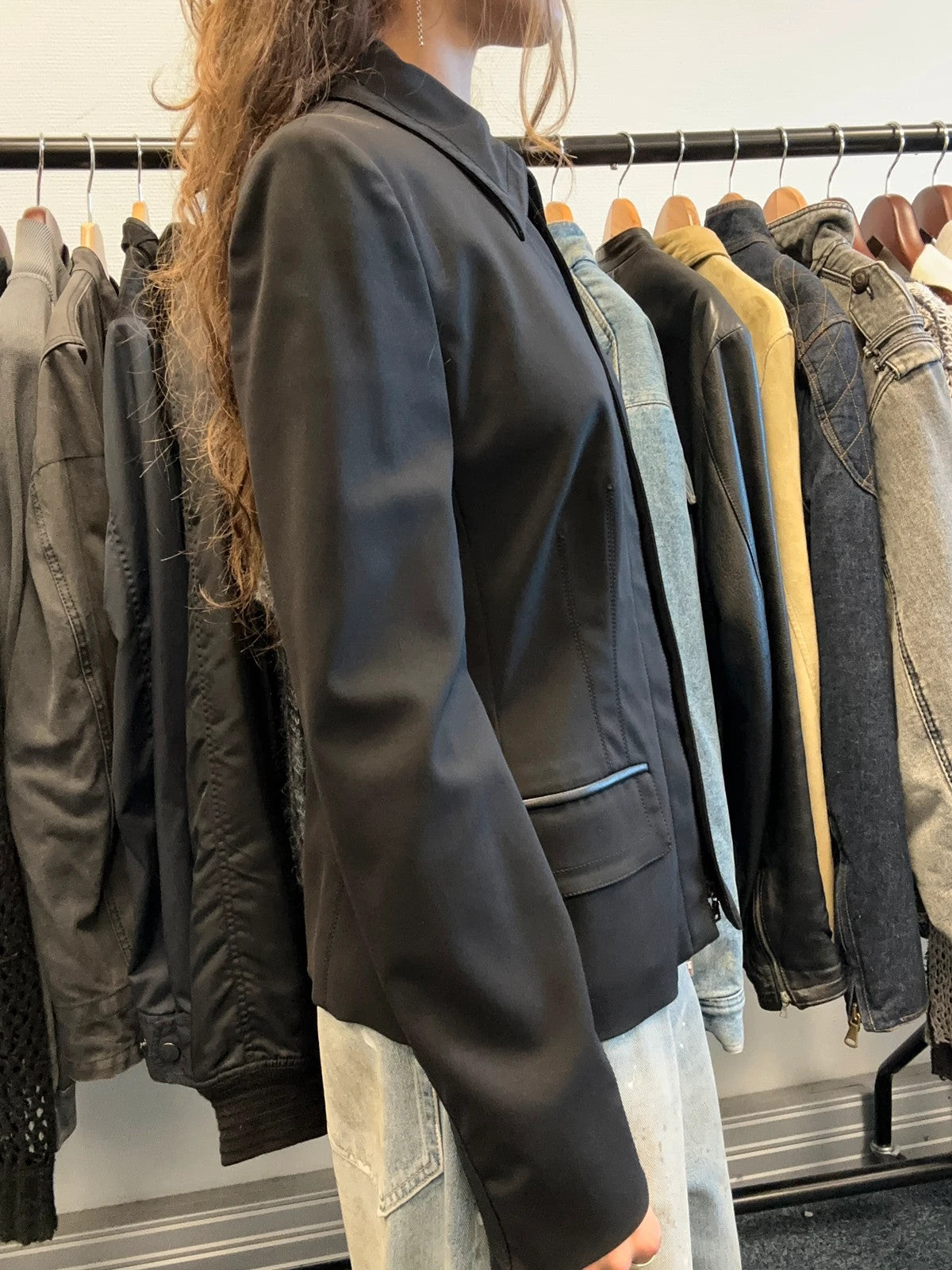 Prada Milano FW2003 Black Blazer Shirt Jacket Elegant