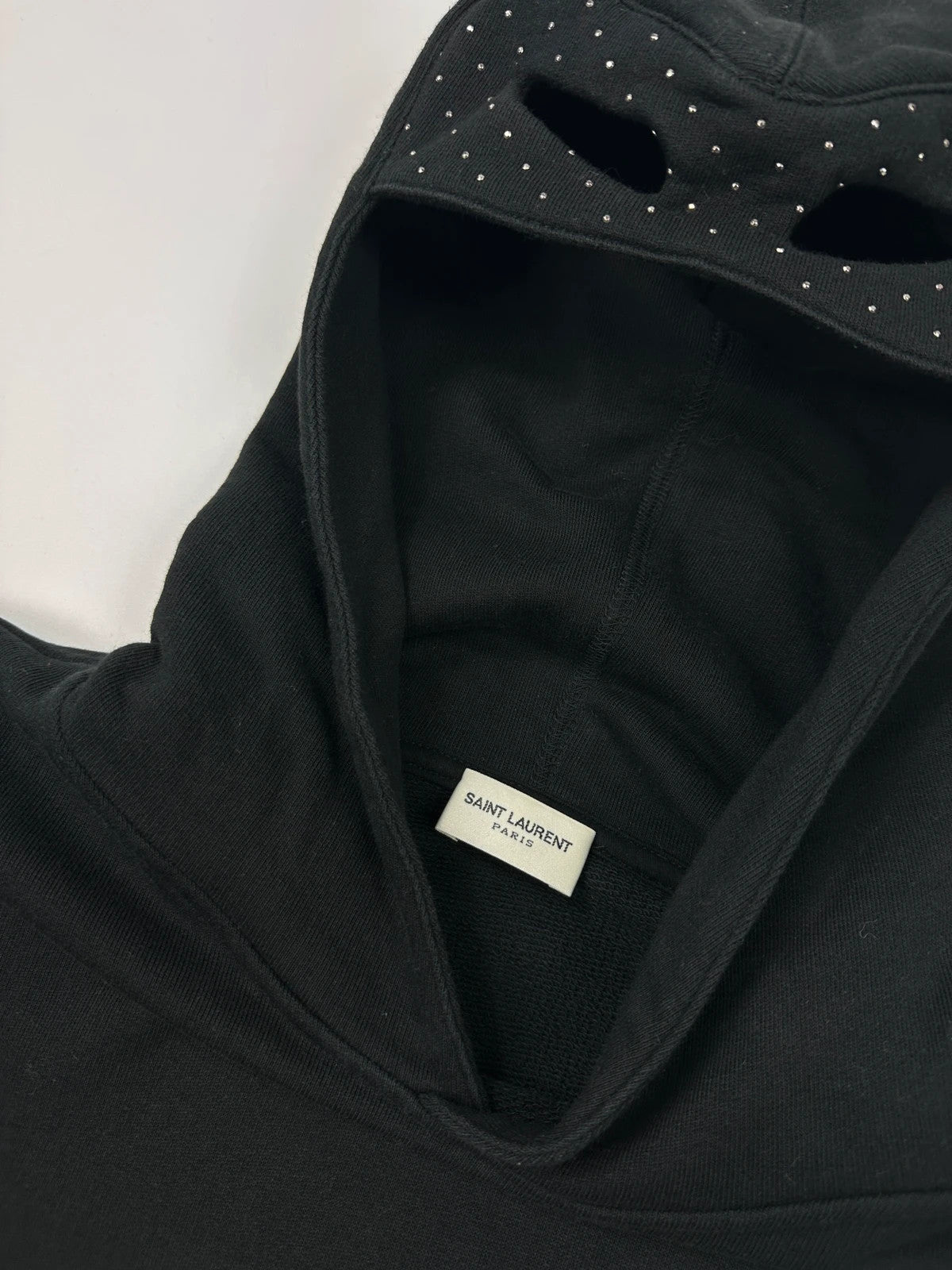 Saint Laurent 2018 Studded Strass Cat Eyes Black Hoodie