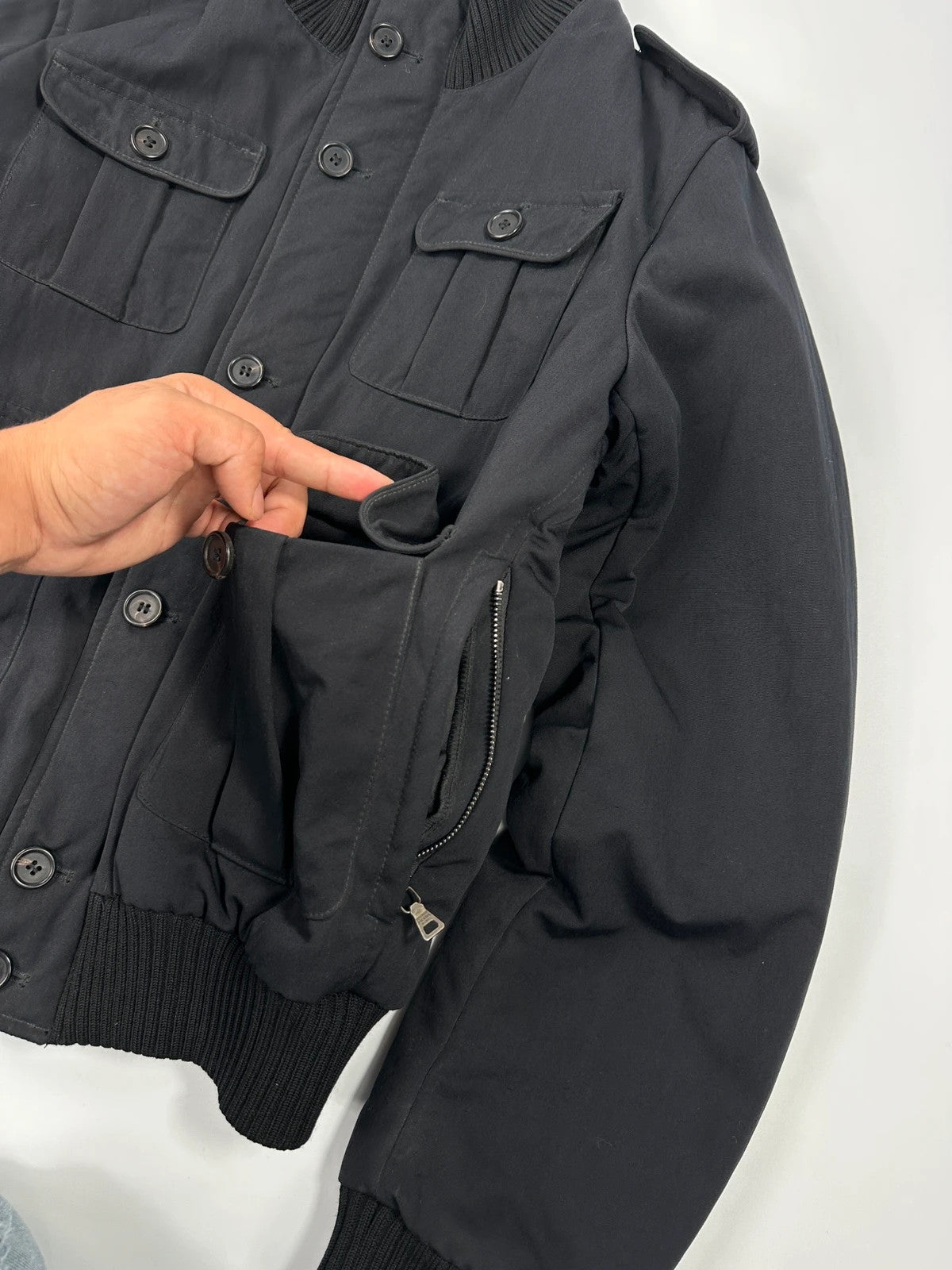 Prada Milano FW2008 Black Padded Army Multi Pockets Bomber Jacket