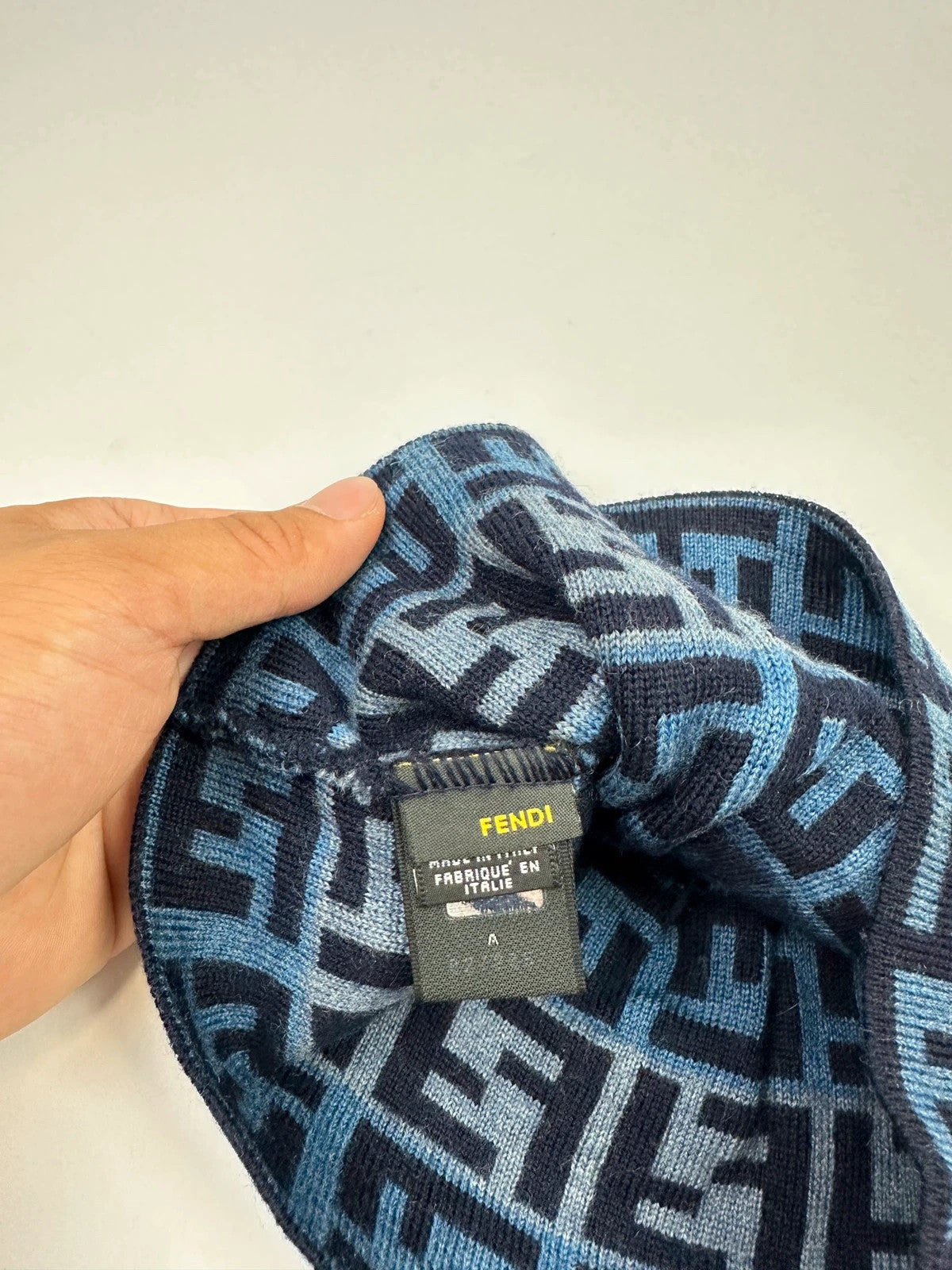 Fendi Blue Multi Zucca FF Monogram Wool Beanie