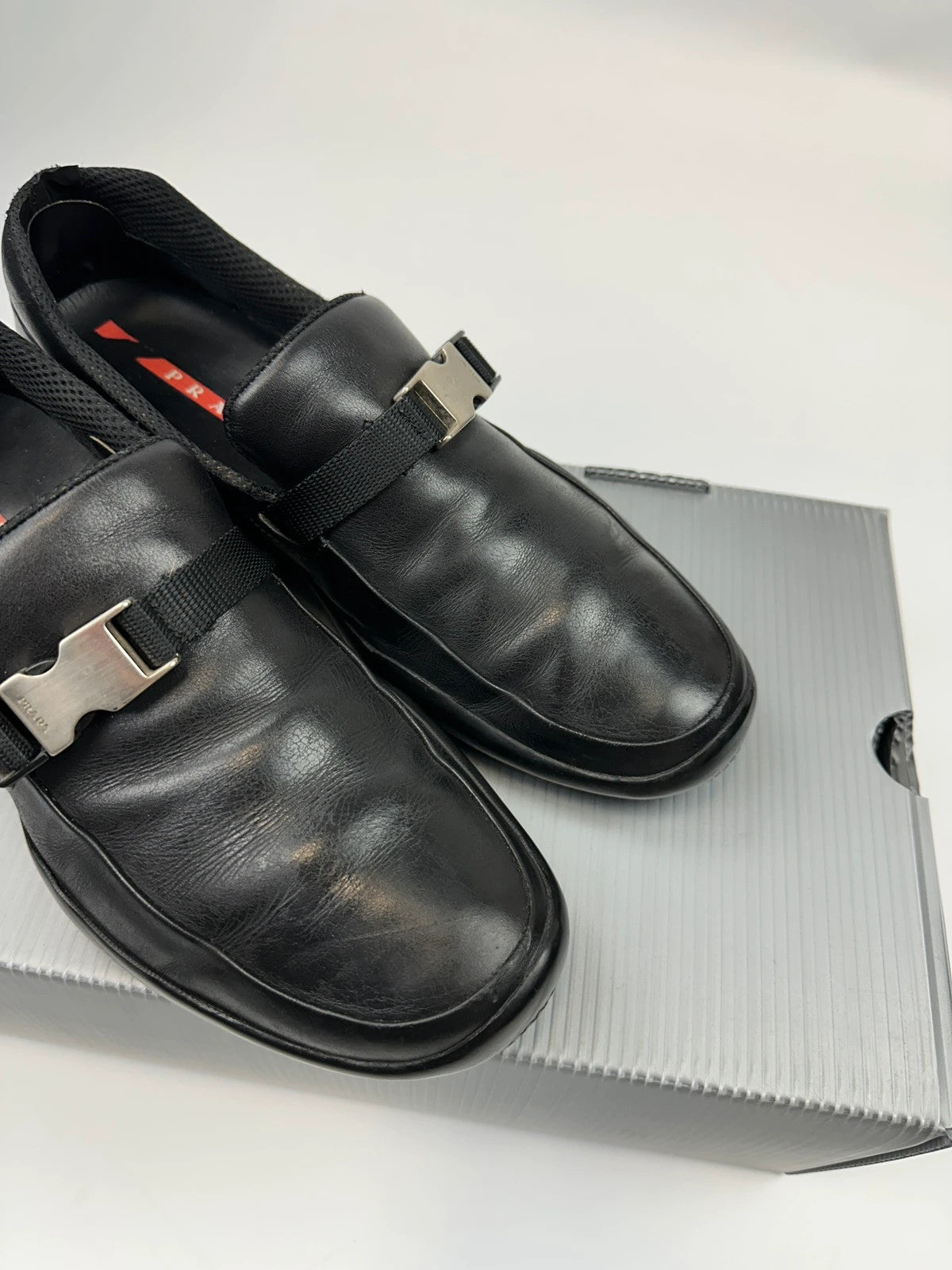 Prada Sport SS1999 Black Leather Belted Loafer