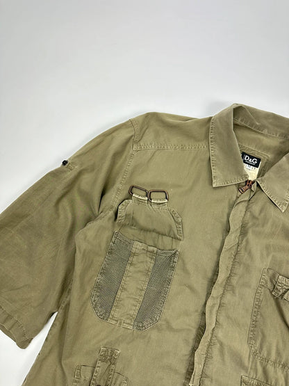 Dolce & Gabbana SS2004 Combat Mesh Cargo Pockets Khaki Shirt