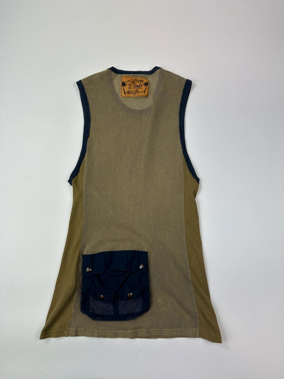 Dolce & Gabbana SS2003 Khaki Cargo Pocket Mesh Tank Top
