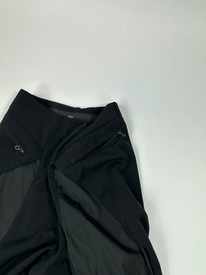 Marithé + François Girbaud 00’s Black Bi materials Black Ballon Wrap Pockets Wide Legs Pants