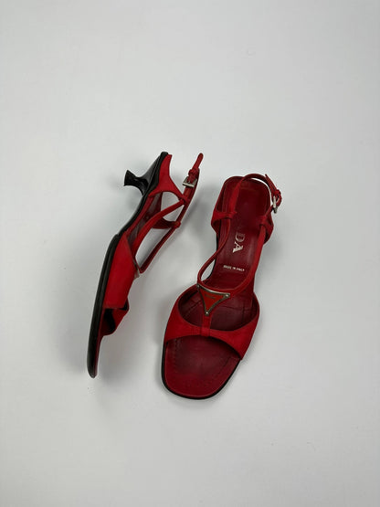 Prada Milano SS2000 Red SlingBack Pumps Heels