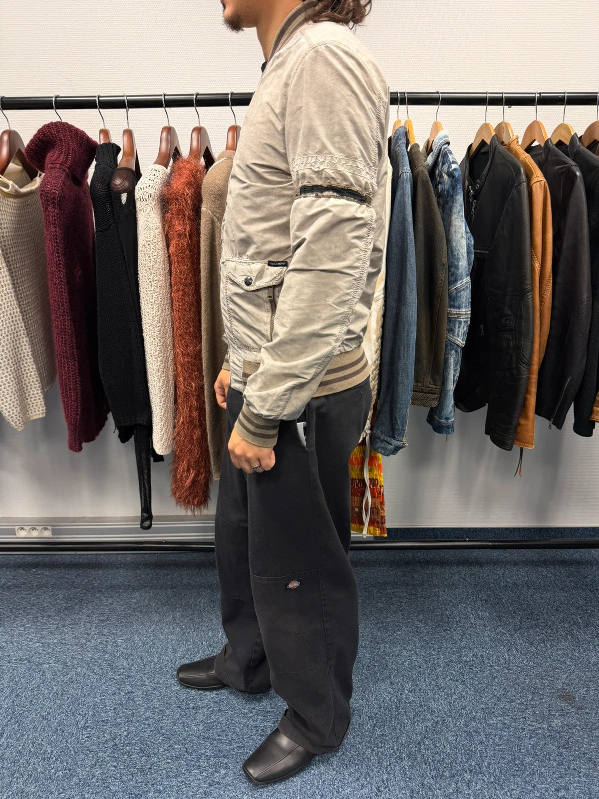 Dolce & Gabbana Grey Nylon Faded Bomber Jacket