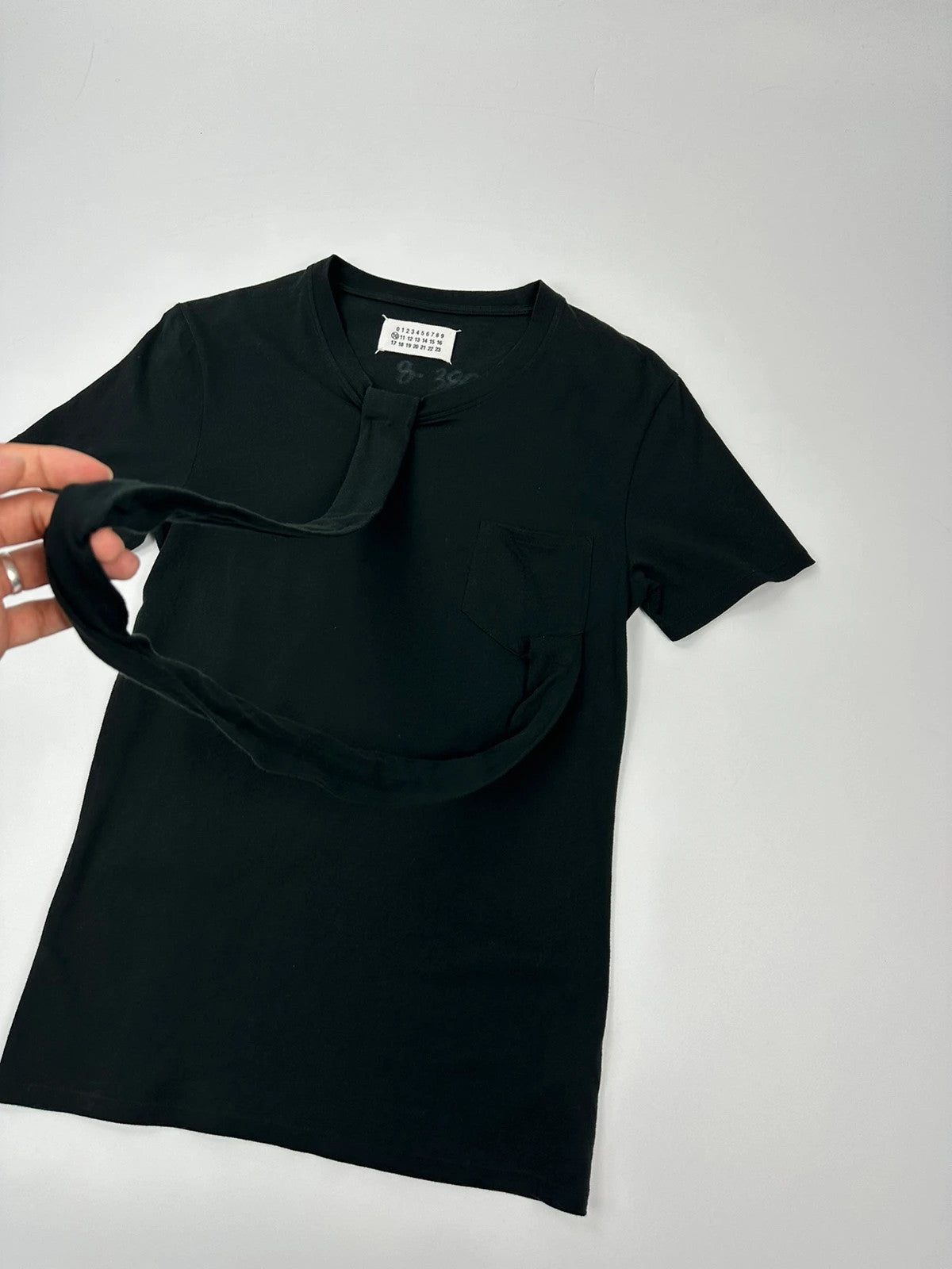 Maison Martin Margiela SS09 Line 10 Black Scarf Pocket Tee Shirt