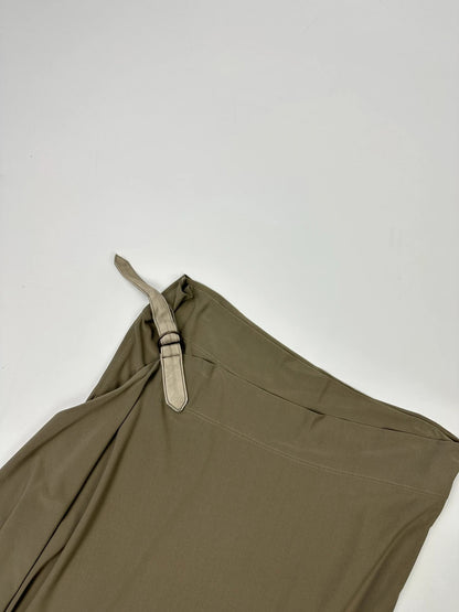 Plein Sud 00’s Wrap Asymmetrical Khaki Long Skirt