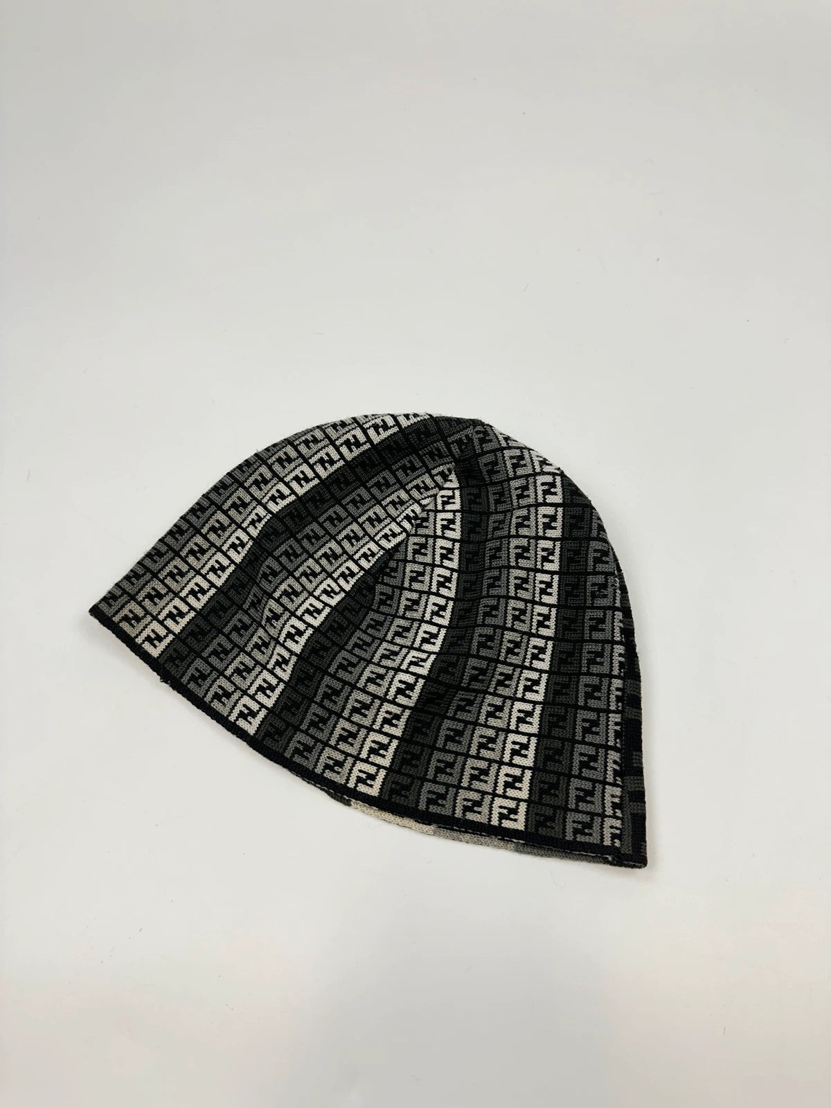 Fendi Multi FF Zucca Monogram Black & Grey Wool Beanie