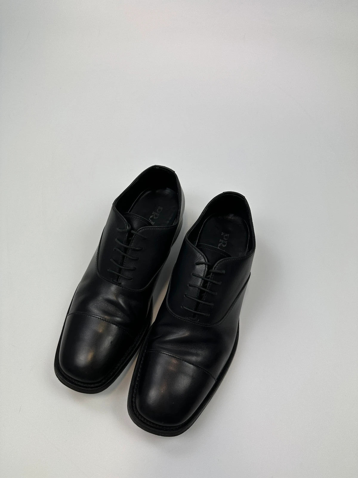 Prada Milano 90’s Black Patent Leather Derby Dress Shoes