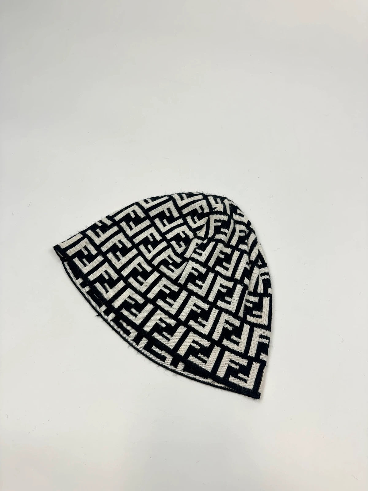 Fendi Double F Zucca Monogram Black & White Beanie