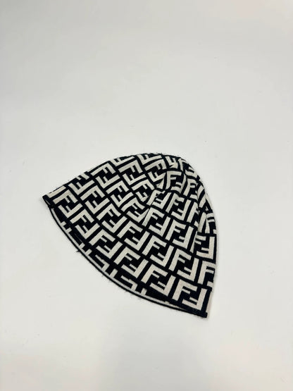 Fendi Double F Zucca Monogram Black & White Beanie