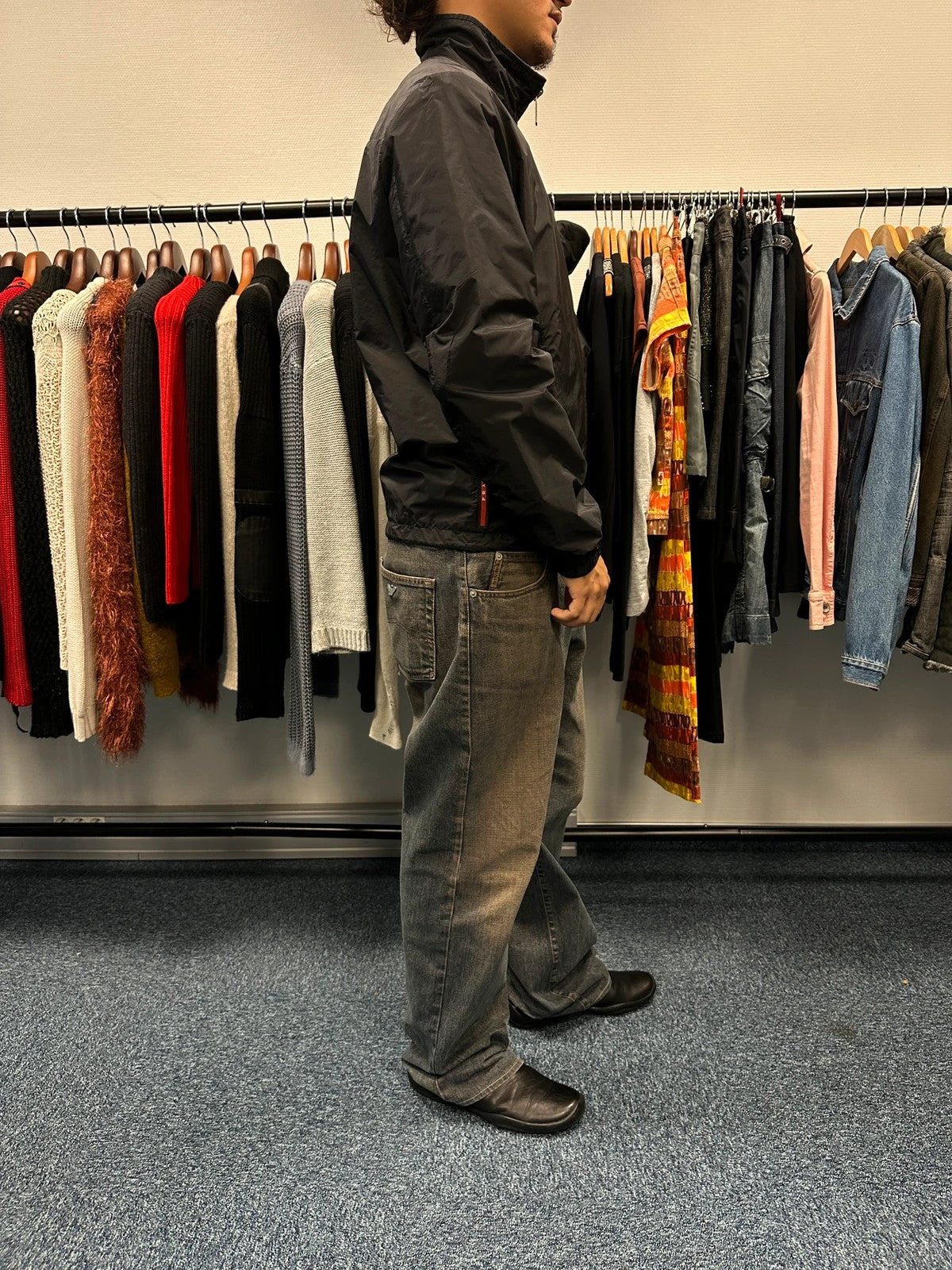 Prada Sport FW2016 Navy Blue & Black Reversible Nylon Jacket