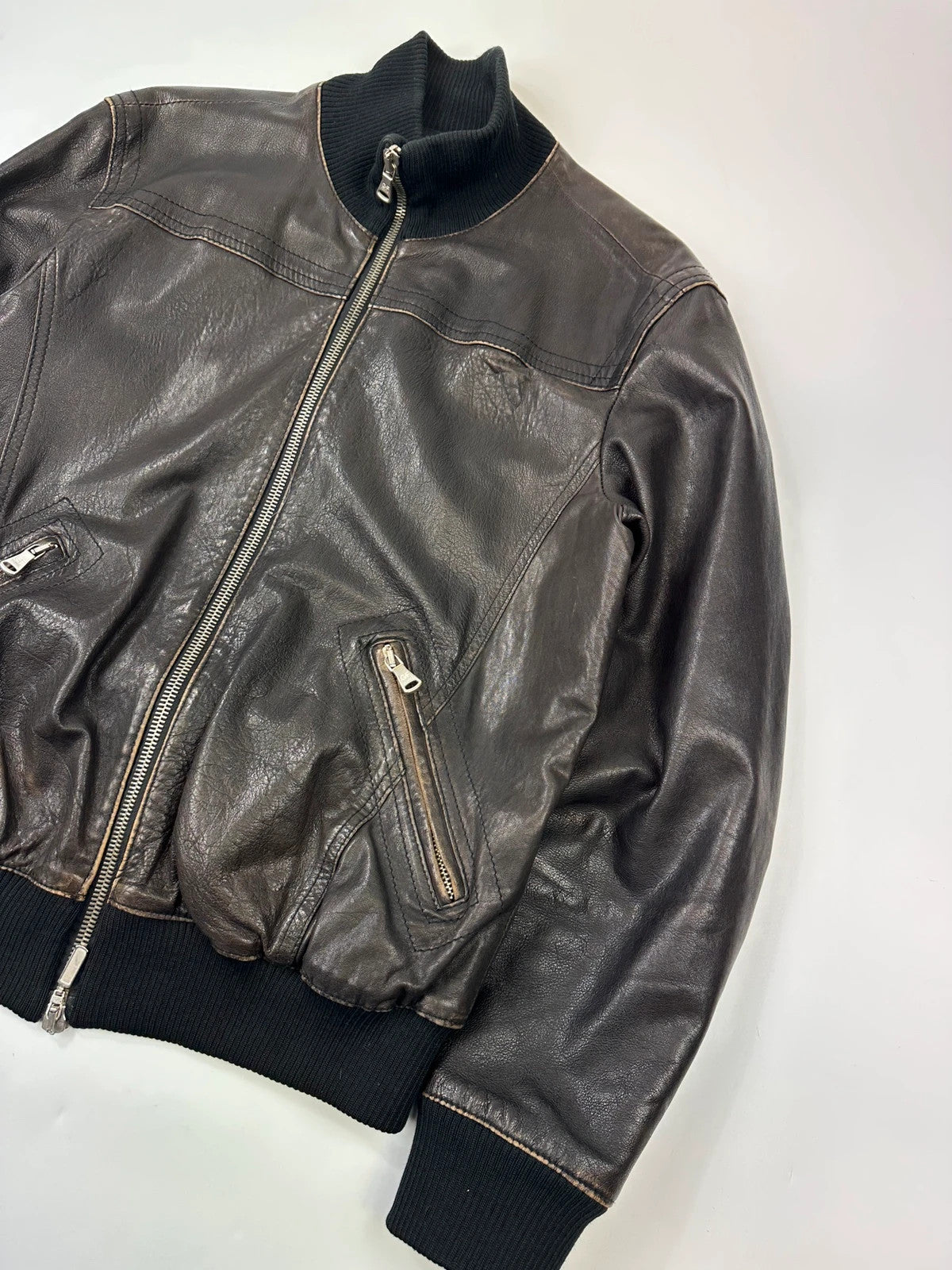 Gianfranco Ferré 00’s Brown Leather Bomber Jacket