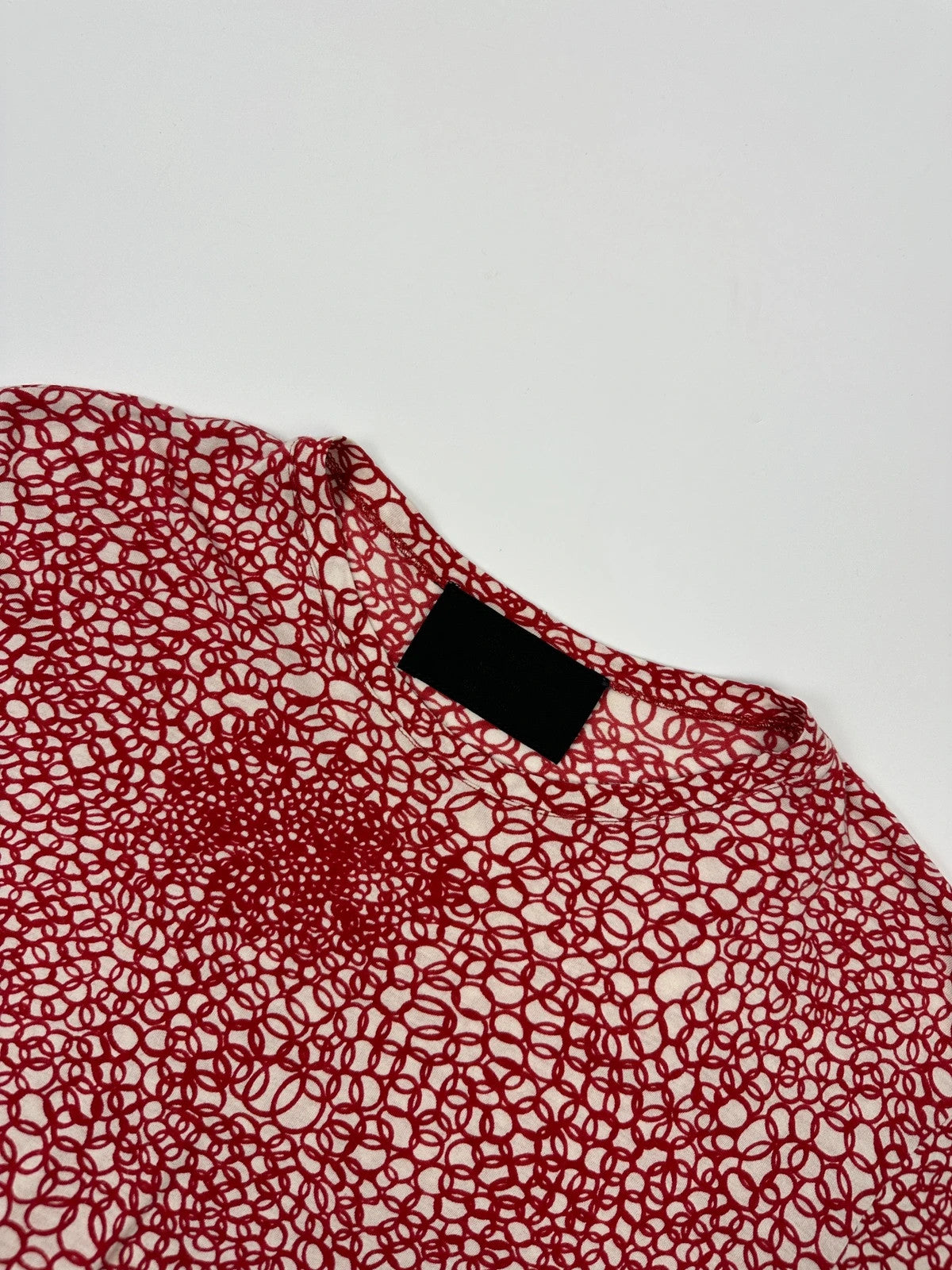 Prada Milano SS2000 Red & White Bubble Print Silk Tee