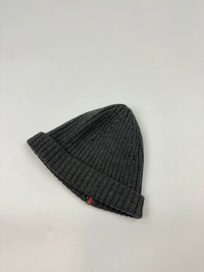 Prada Sport 00’s Grey Ribbed Wool Beanie RedTab
