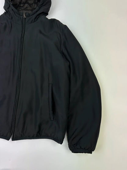 Prada Milano FW2013 Black Padded Silk Hooded Bomber Jacket