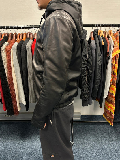 Prada Sport FW2010 Leather & Nylon Black Hooded Jacket