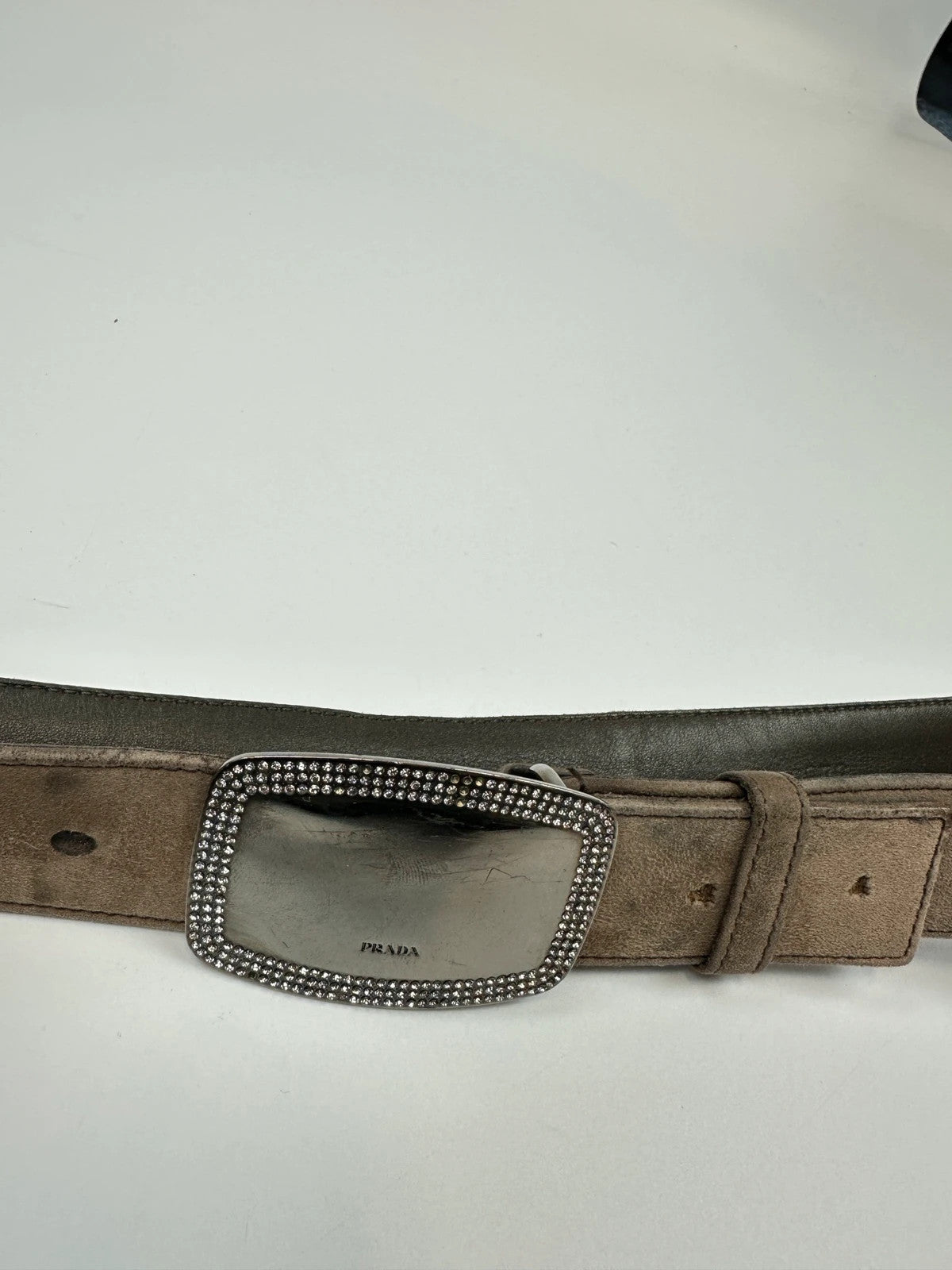 Prada Milano Brown Leather Silver Studded Belt