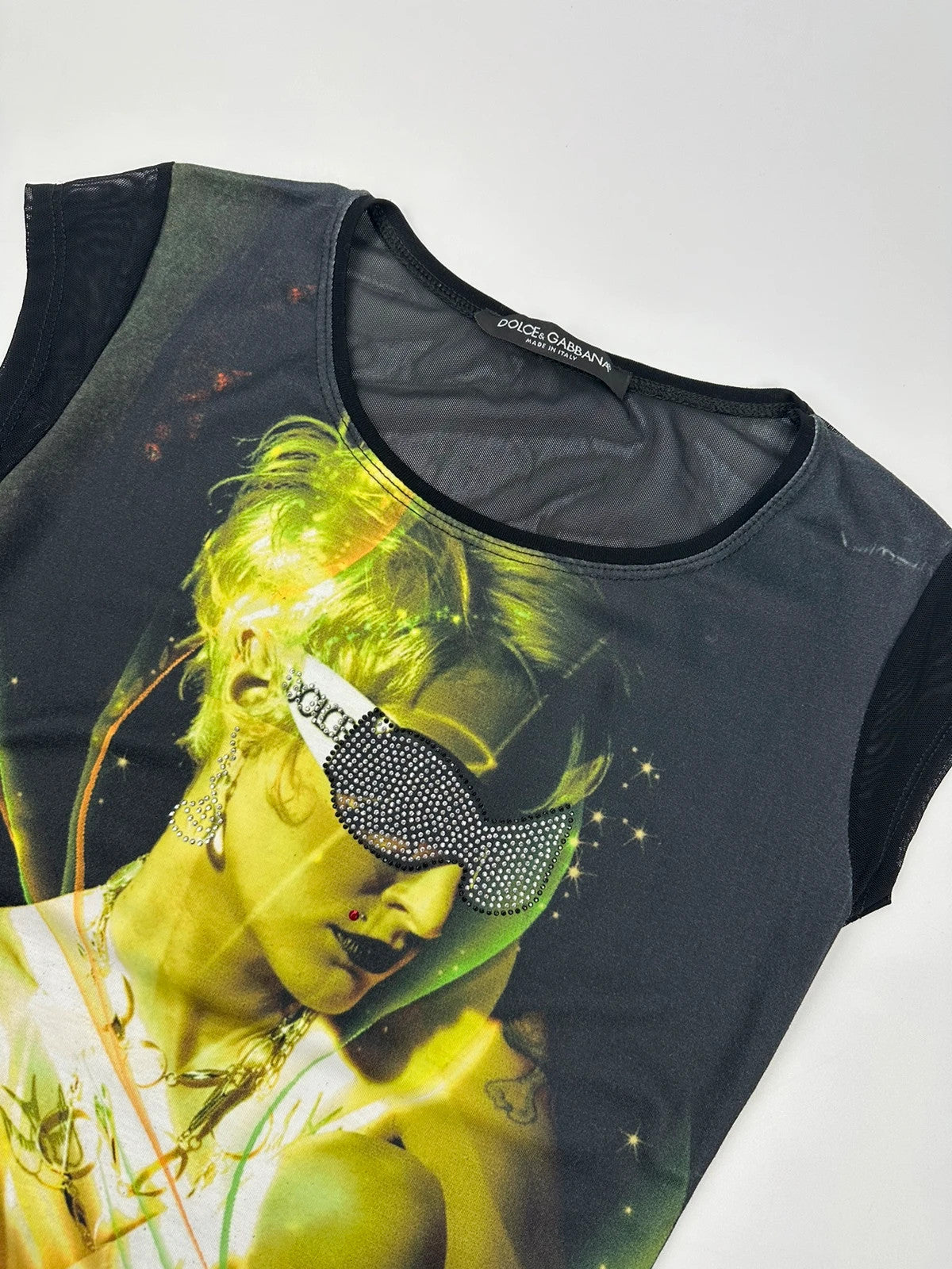 Dolce & Gabbana 00’s Mesh Strass Y2K Cyberpunk