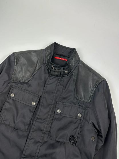 Prada Sport FW2007 Dark Navy Nylon & Leather Biker Jacket