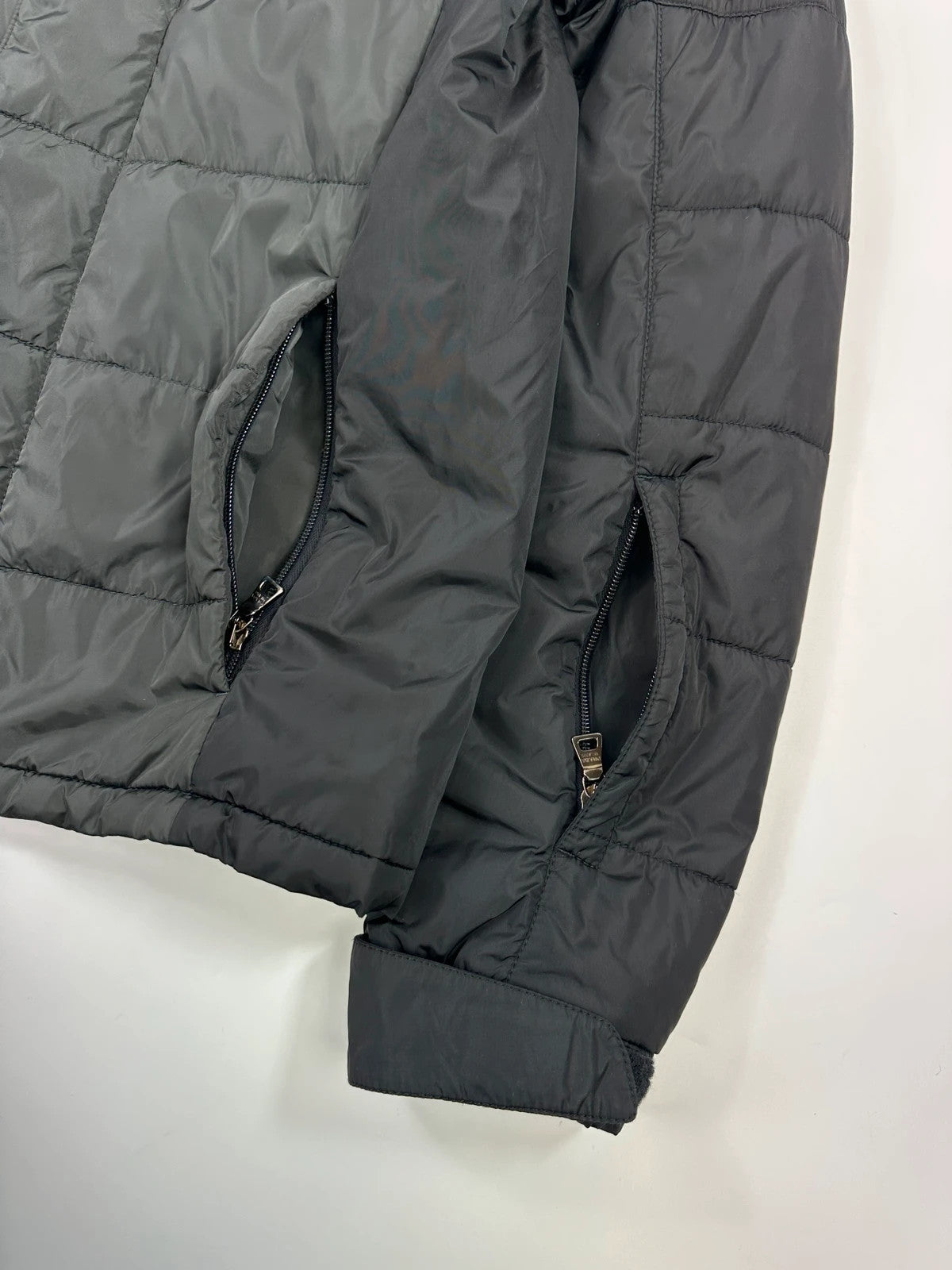 Prada Sport FW2010 ColorBlocking Black & Khaki Green Padded Quilted Nylon Jacket