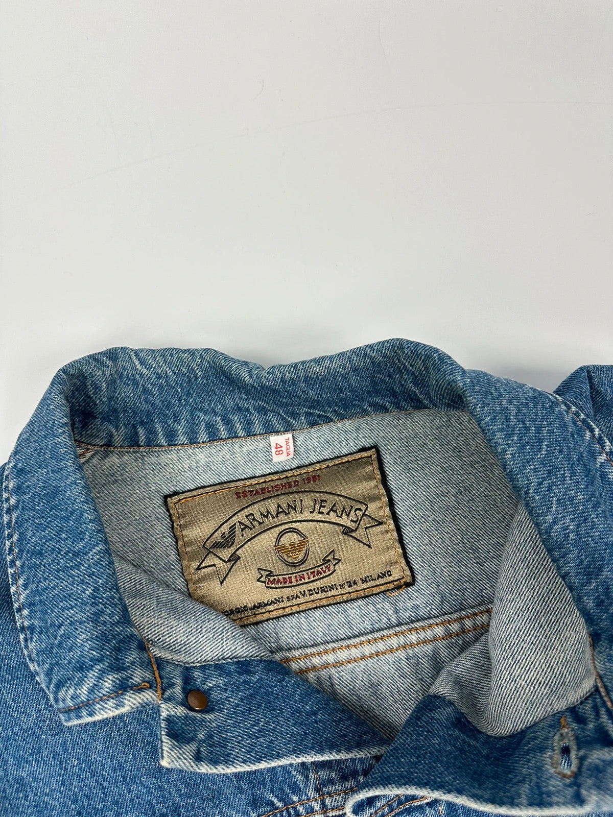 Armani Jeans 90’s Navy Blue Boxy Cut Denim Jacket