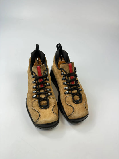 Prada Sport FW1999 Suede Beige Vibram Hikking Puddle Boots