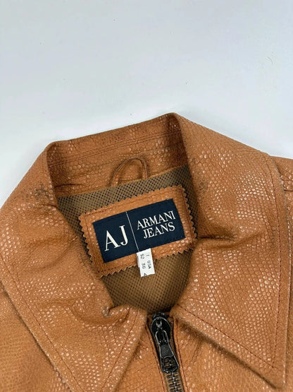 Armani 00´s Croco brown leather Jacket veste en cuir