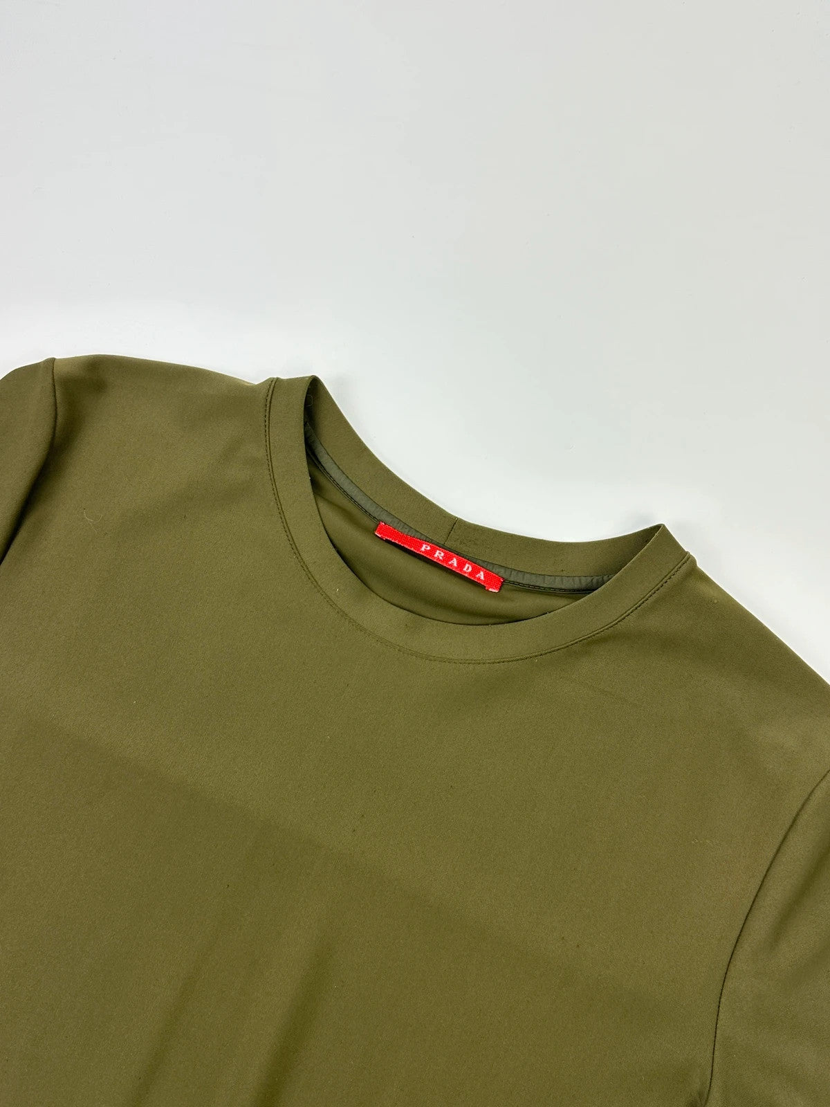 Prada Sport SS2006 Khaki Green Sporty Fitted Tee Nylon & Silk