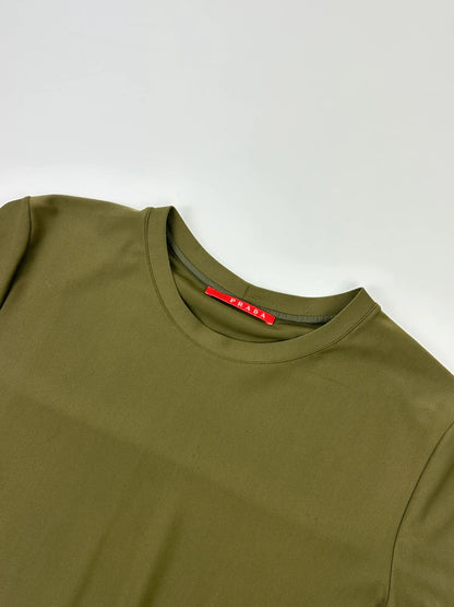 Prada Sport SS2006 Khaki Green Sporty Fitted Tee Nylon & Silk