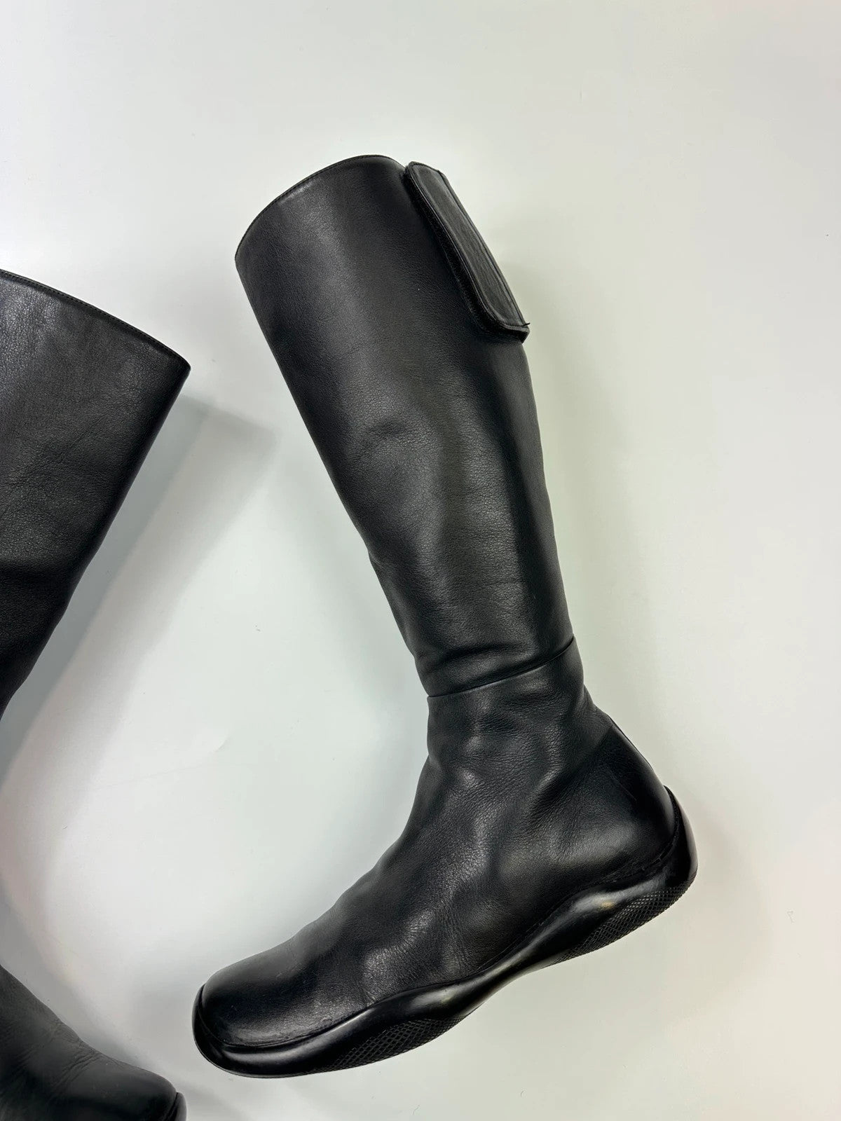 Prada Sport SS1999 High Black Lamb Leather Motor Boots