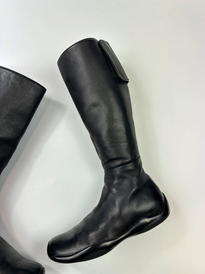 Prada Sport SS1999 High Black Lamb Leather Motor Boots