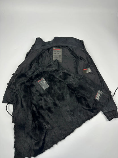 Prada Sport FW2002 Black Nylon & Fur 2In1 Jacket