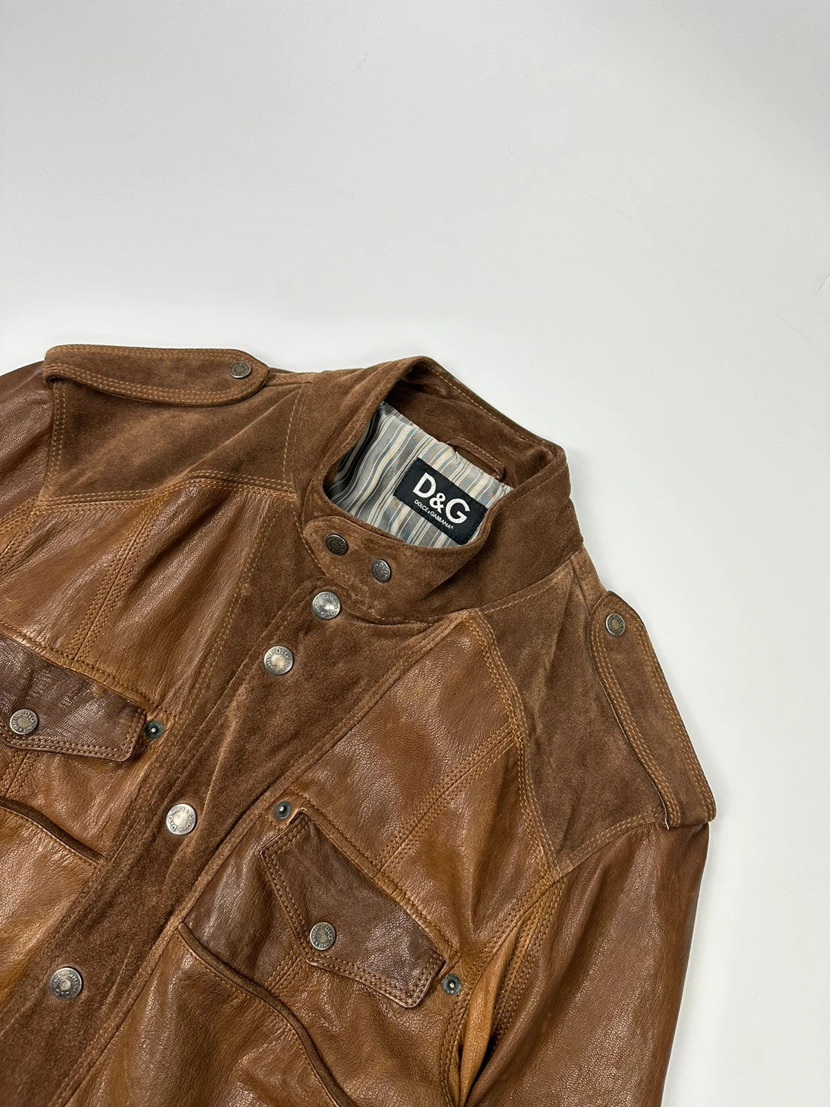 Dolce & Gabbana 00’s Leather Suede Brown Flight Bomber Jacket