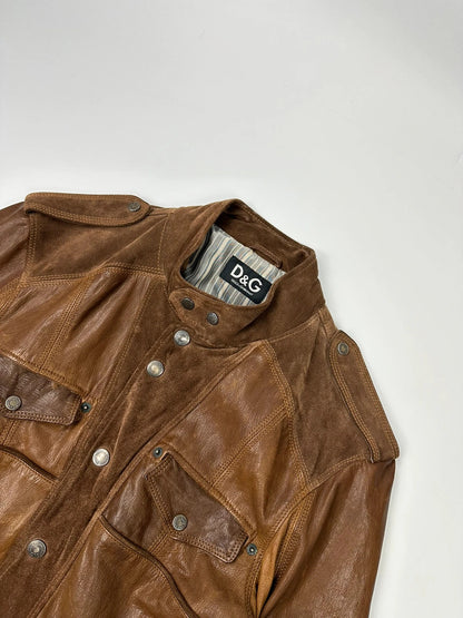 Dolce & Gabbana 00’s Leather Suede Brown Flight Bomber Jacket