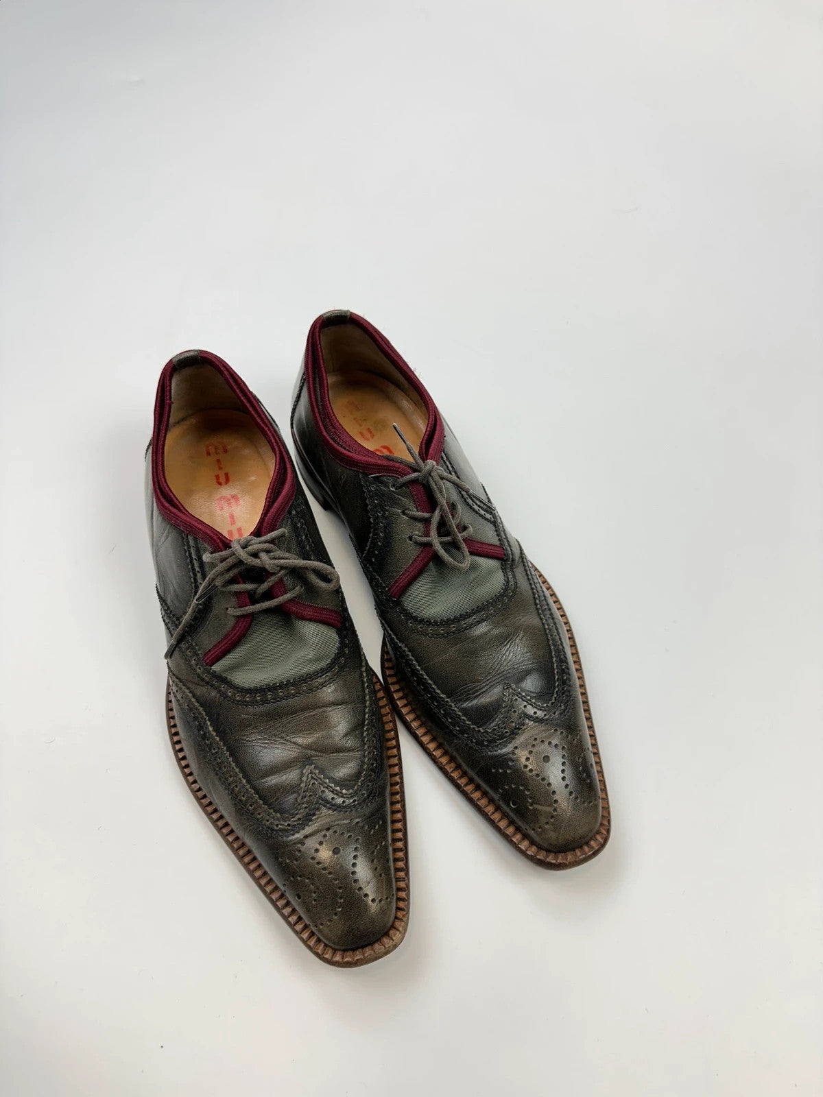 Miu Miu Early 90’s Khaki Two Tone Leather & Mesh Derby Dress Shoes