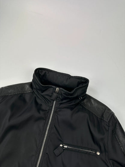 Prada Milano FW2009 Black Leather & Nylon Padded Bomber Jacket