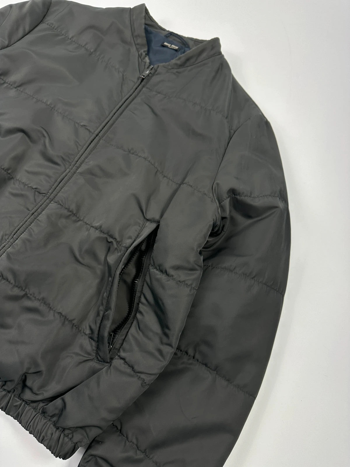 Miu Miu FW2007 Dark Khaki Padded Nylon Bomber Jacket
