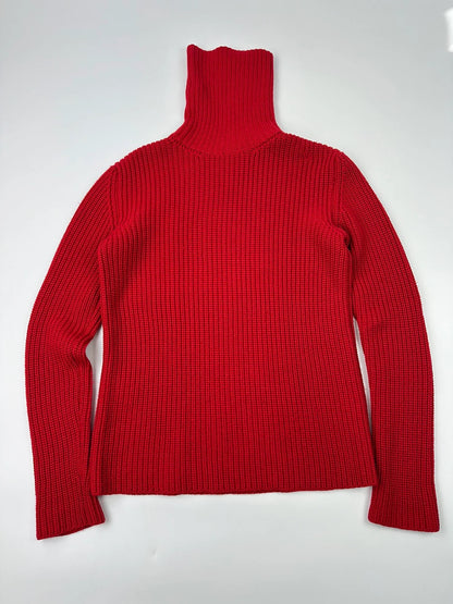 Prada Sport 00’s Red Wool High Turtle Neck Knit Sweater