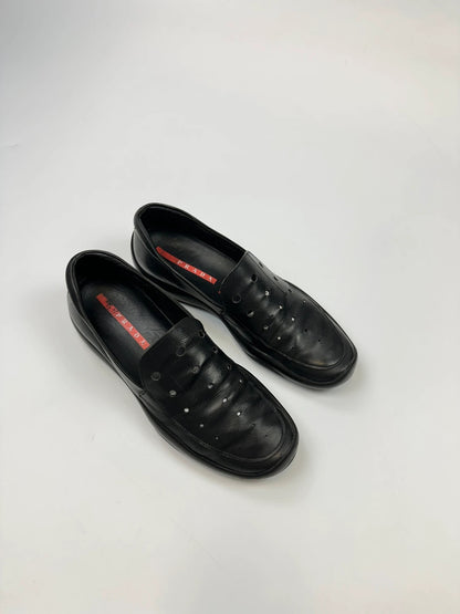 Prada Sport SS1999 Perforated Leather Mules Black Loafer Shoes