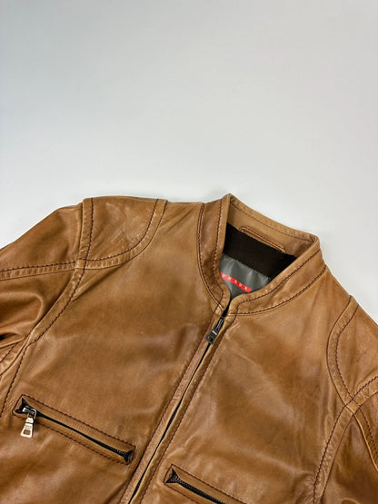 Prada Sport 00’s Sample Brown Leather Jacket CowBoy