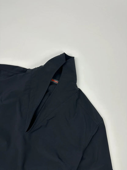 Prada Sport SS2000 V Neck Light Nylon Navy Blue Top Shirt