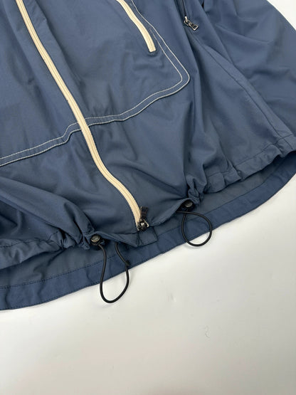 Prada Sport SS2002 Blue Track White Contrast Stich Light Packable Bag Jacket