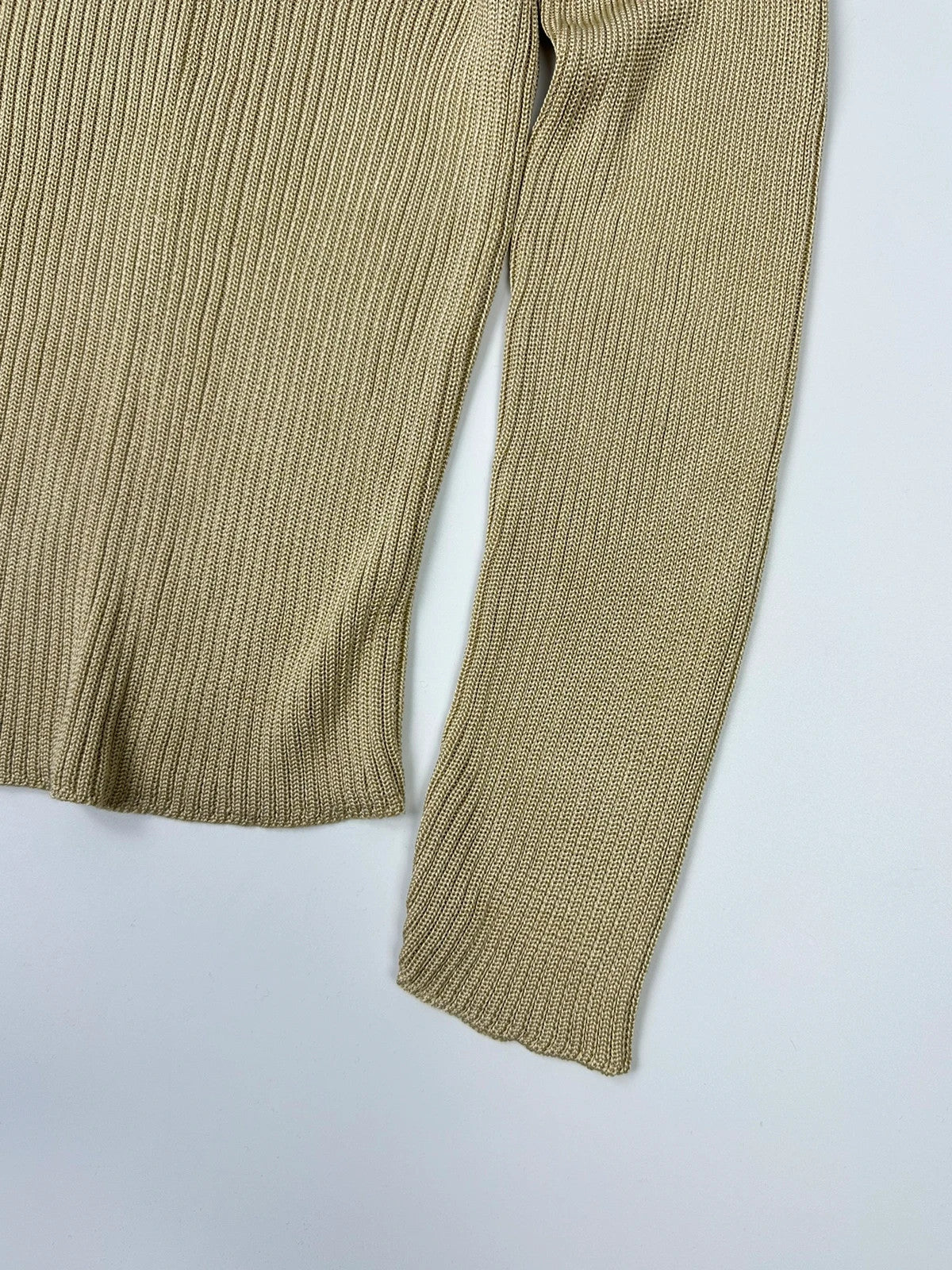 Prada Milano SS1998 Silk Beige Gold Boat Neck Sweater Longsleeve