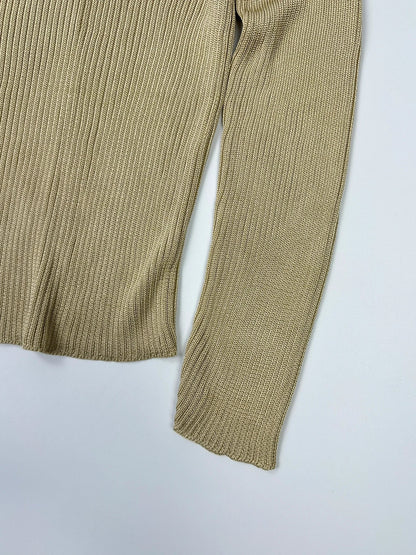 Prada Milano SS1998 Silk Beige Gold Boat Neck Sweater Longsleeve