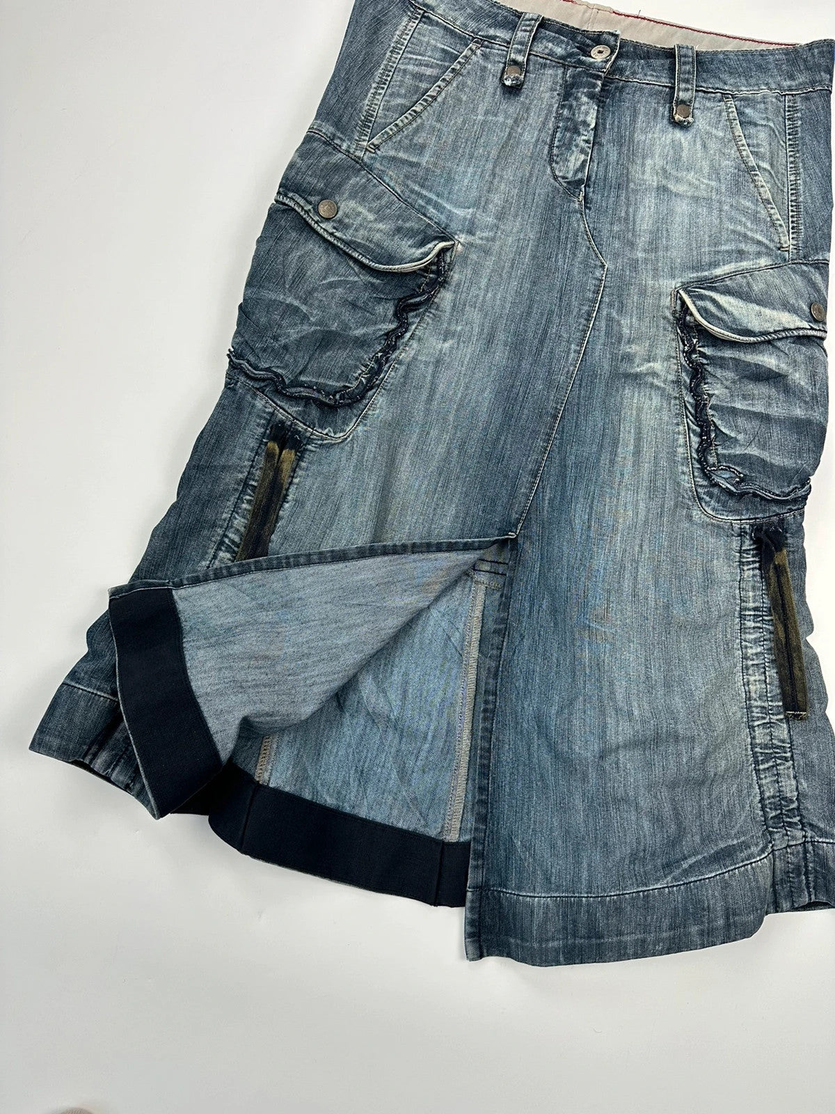 Marithé + Francois Girbaud 00’s Bondages Straps Long Denim Skirt