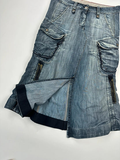 Marithé + Francois Girbaud 00’s Bondages Straps Long Denim Skirt