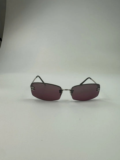 Chanel Purple Sunglasses Frame Rimless Strass